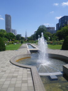 西12丁目バラ園の中のカナールと噴水の画像