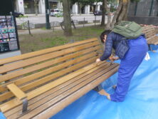 大通公園西2ベンチ塗装中6