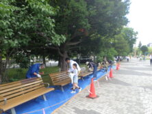 ベンチ塗装イベント　塗装中14