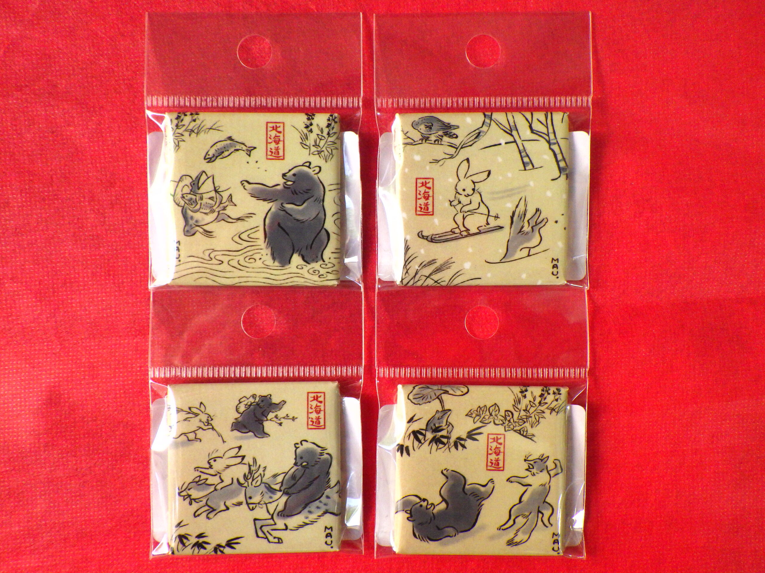 鳥獣戯画角マグネット4種類の画像